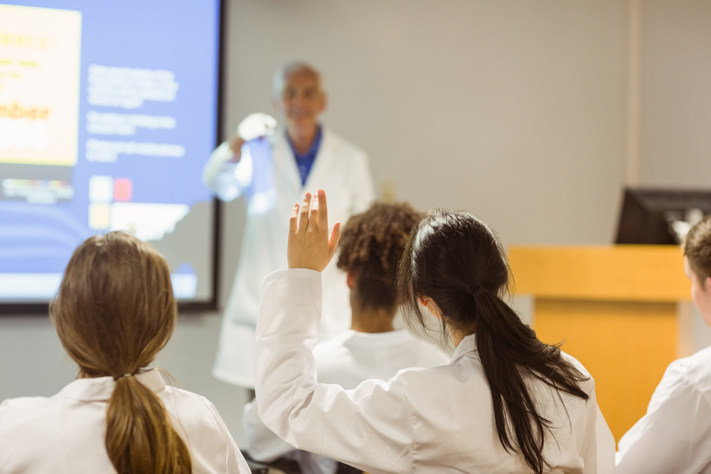 scientist teaching a classroom